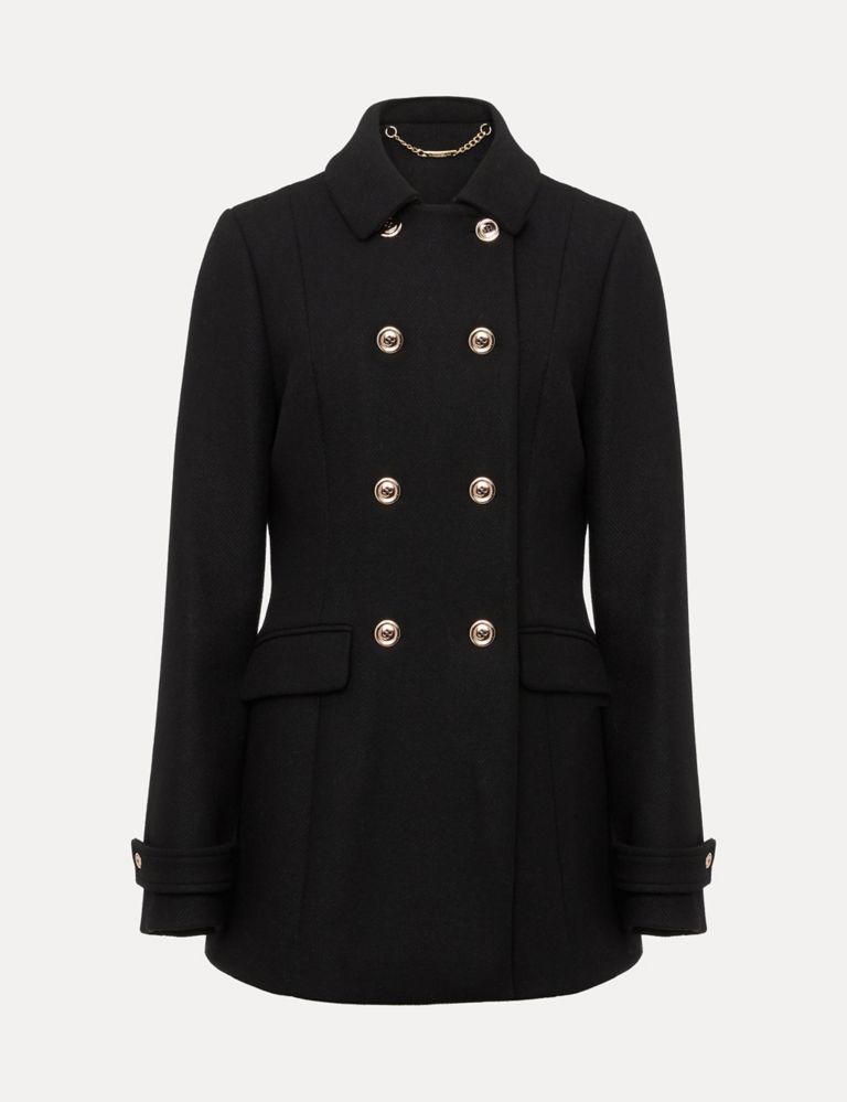 DOUBLE BREASTED HIGH COLLAR WOOL BLEND COAT - Sand