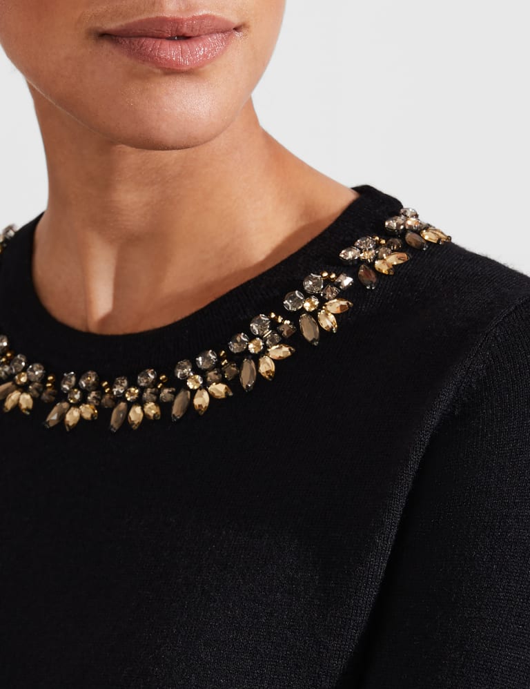 Embellished neck clearance jumper