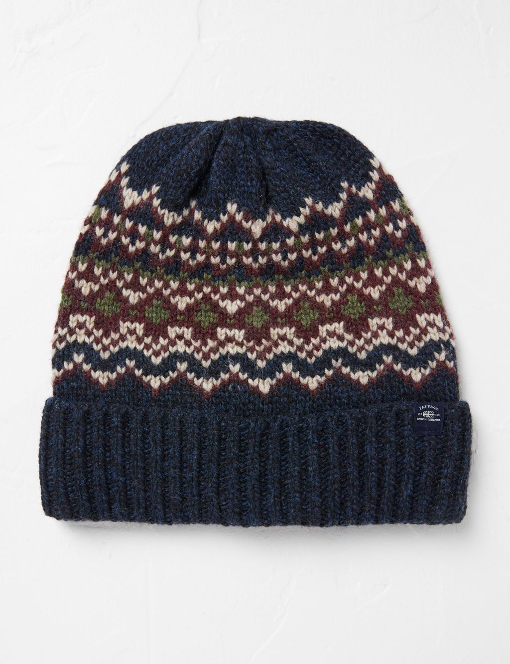 Wool Blend Fair Isle Knitted Beanie Hat 1 of 2