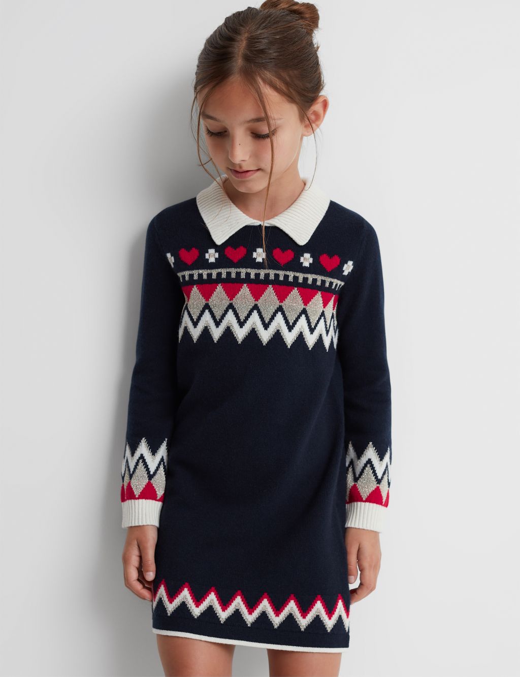 Wool Blend Fair Isle Knitted Dress (4-14 Yrs) | Reiss | M&S