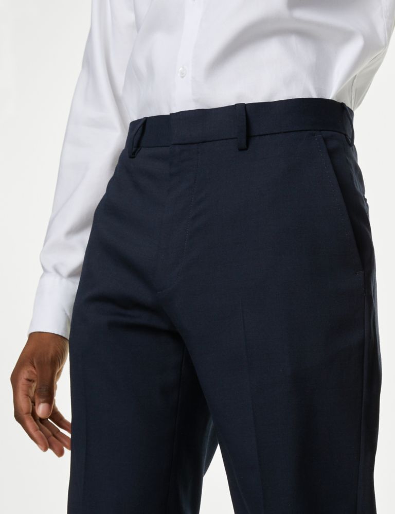 Wool Blend Flat Front Stretch Trousers 4 of 7