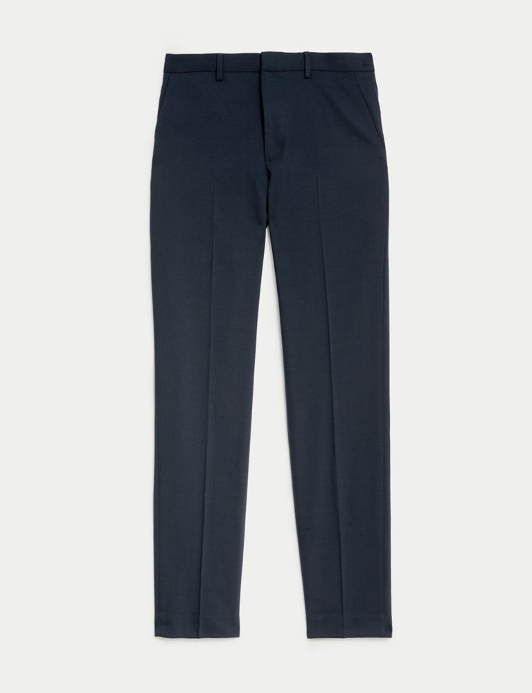 Wool Blend Flat Front Stretch Trousers 7 of 7