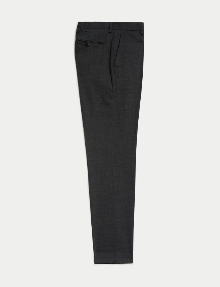Wool Blend Flat Front Stretch Trousers 2 of 7