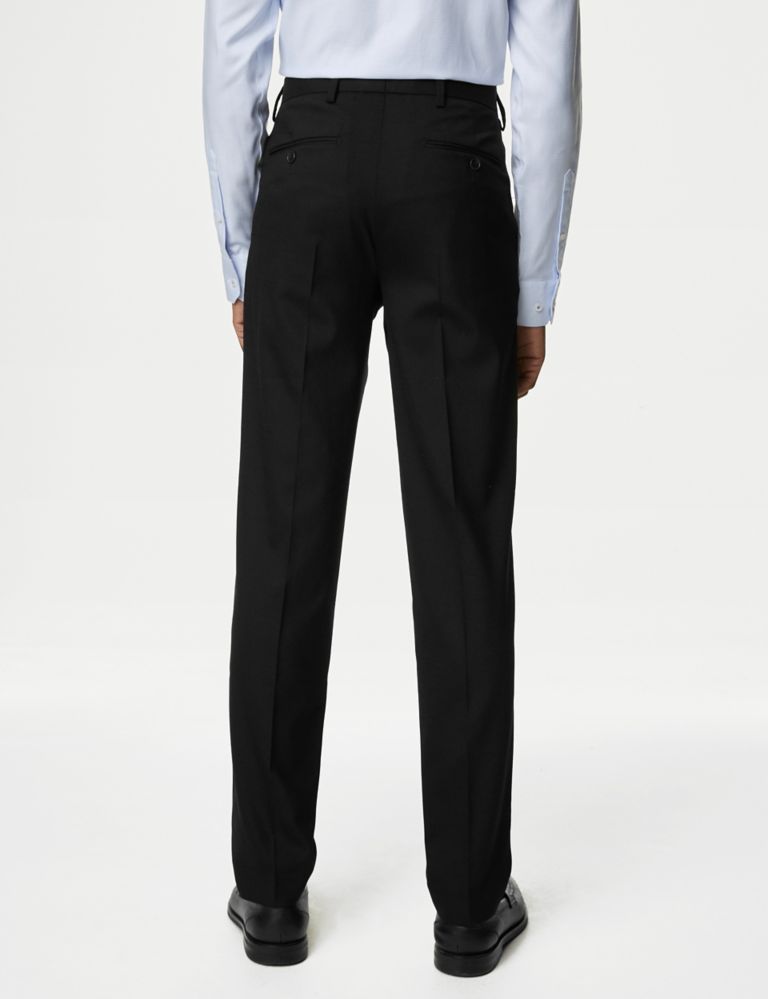Wool Blend Flat Front Stretch Trousers, M&S Collection