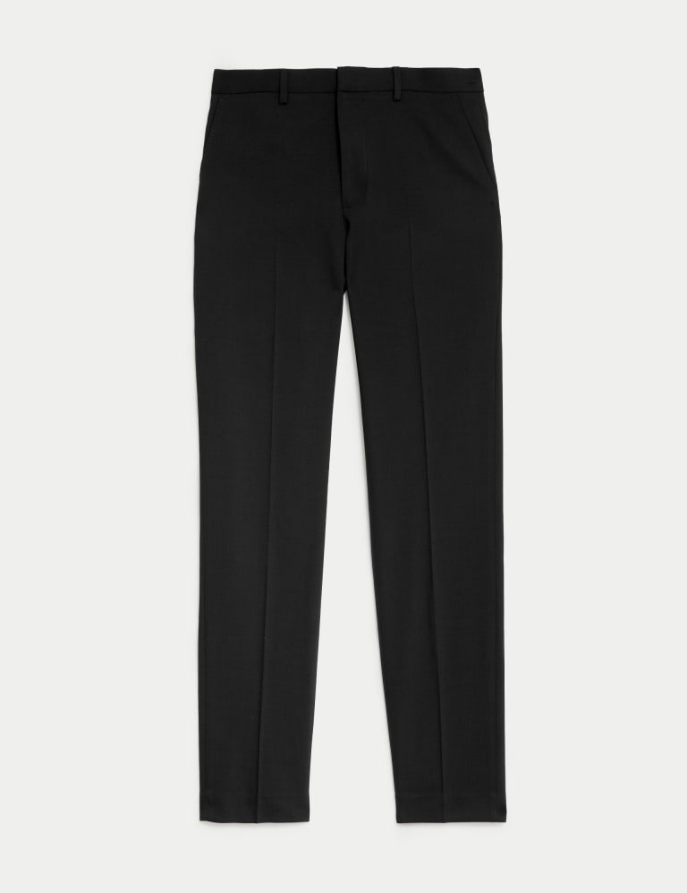 Wool Blend Flat Front Stretch Trousers 7 of 7