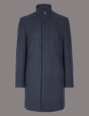 Wool Blend Funnel Neck Coat, Autograph