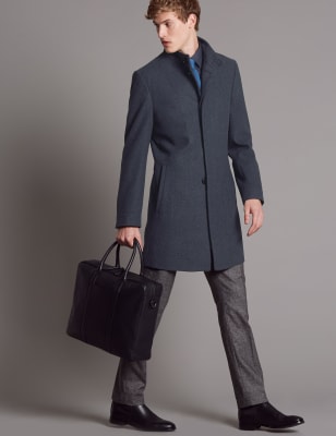 Wool Blend Funnel Neck Coat