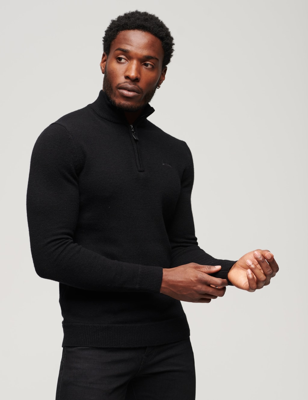 Wool Blend Funnel Neck Half Zip Jumper | Superdry | M&S