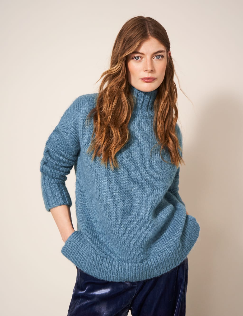 Wool Blend Funnel Neck Jumper White Stuff M S
