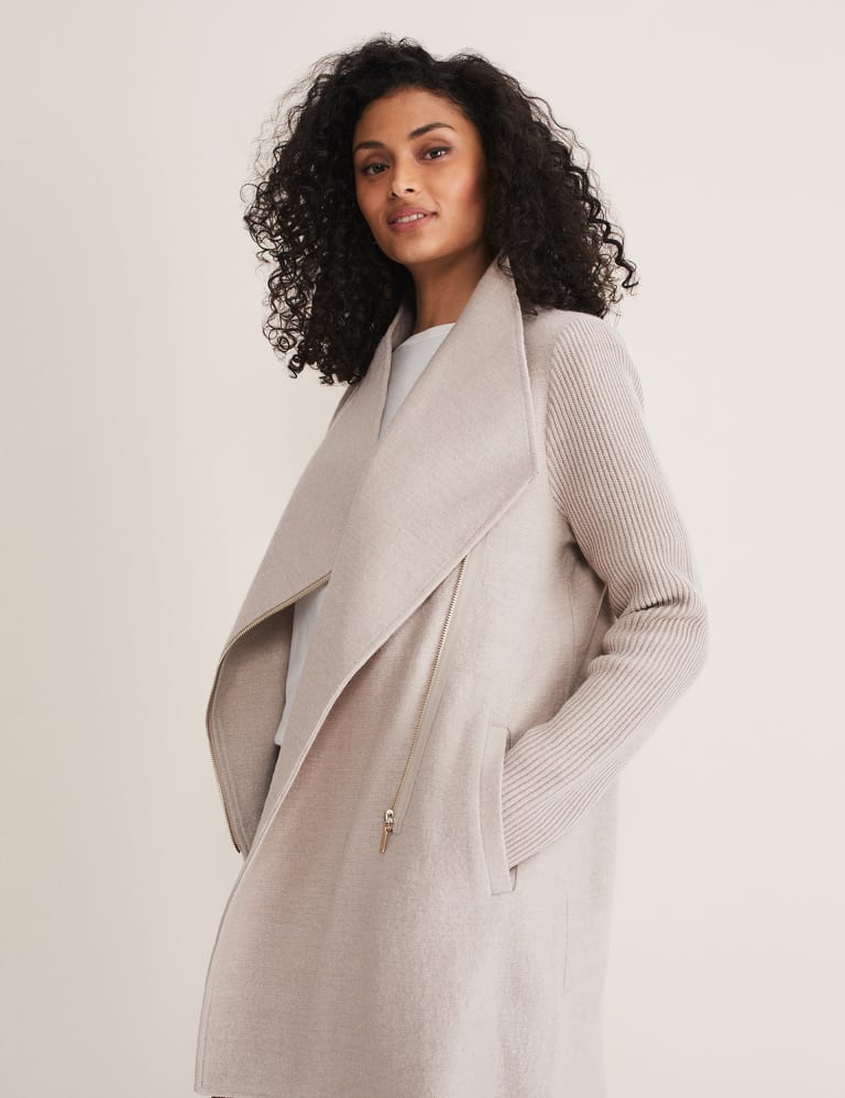 Wool Blend Funnel Neck Wrap Coat Phase Eight M S