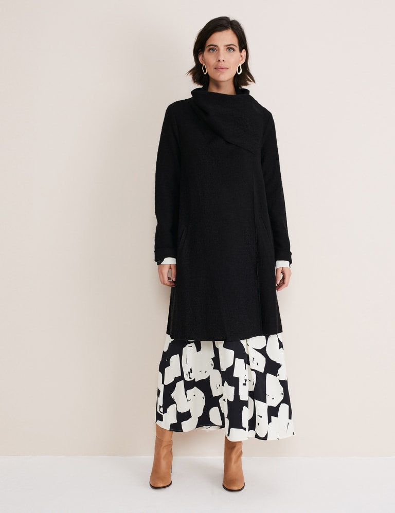 Wool Blend Funnel Neck Wrap Coatigan Phase Eight M S