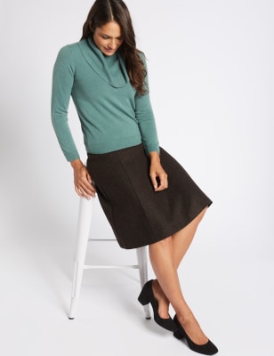 Wool blend herringbone short skirt · Grey · Smart / Skirts