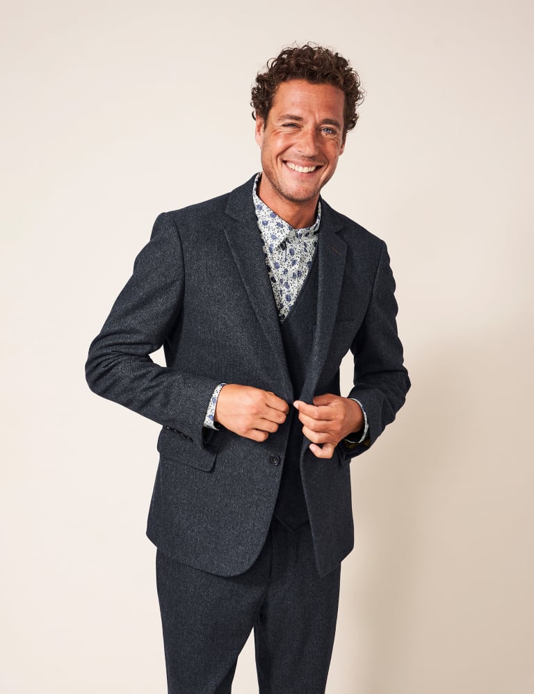 Wool Blend Herringbone Blazer