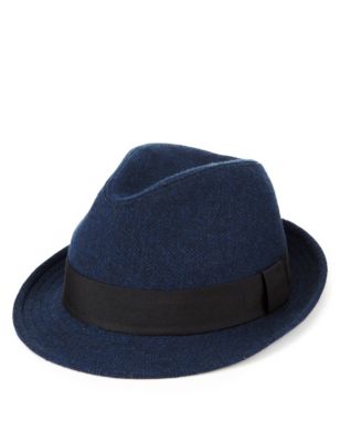 Wool Blend Herringbone Trilby Hat with Stormwear™ | Autograph | M&S