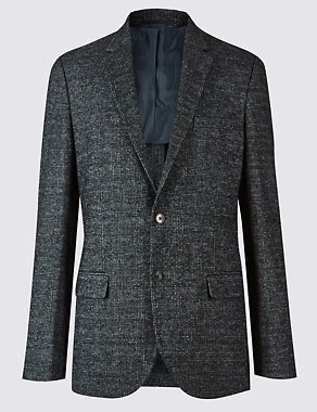 Wool Blend Knitted Check Jacket Image 2 of 7