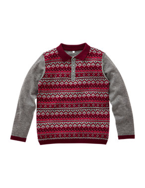 Wool Blend Knitted Polo Shirt (5-14 Years) Image 2 of 4