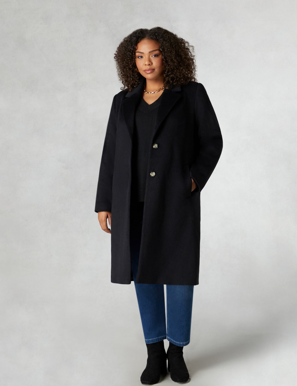 Wool Blend Longline Tailored Coat | Live Unlimited London | M&S