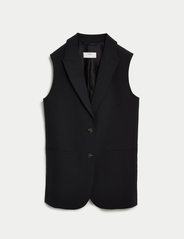 Wool Blend Longline Waistcoat