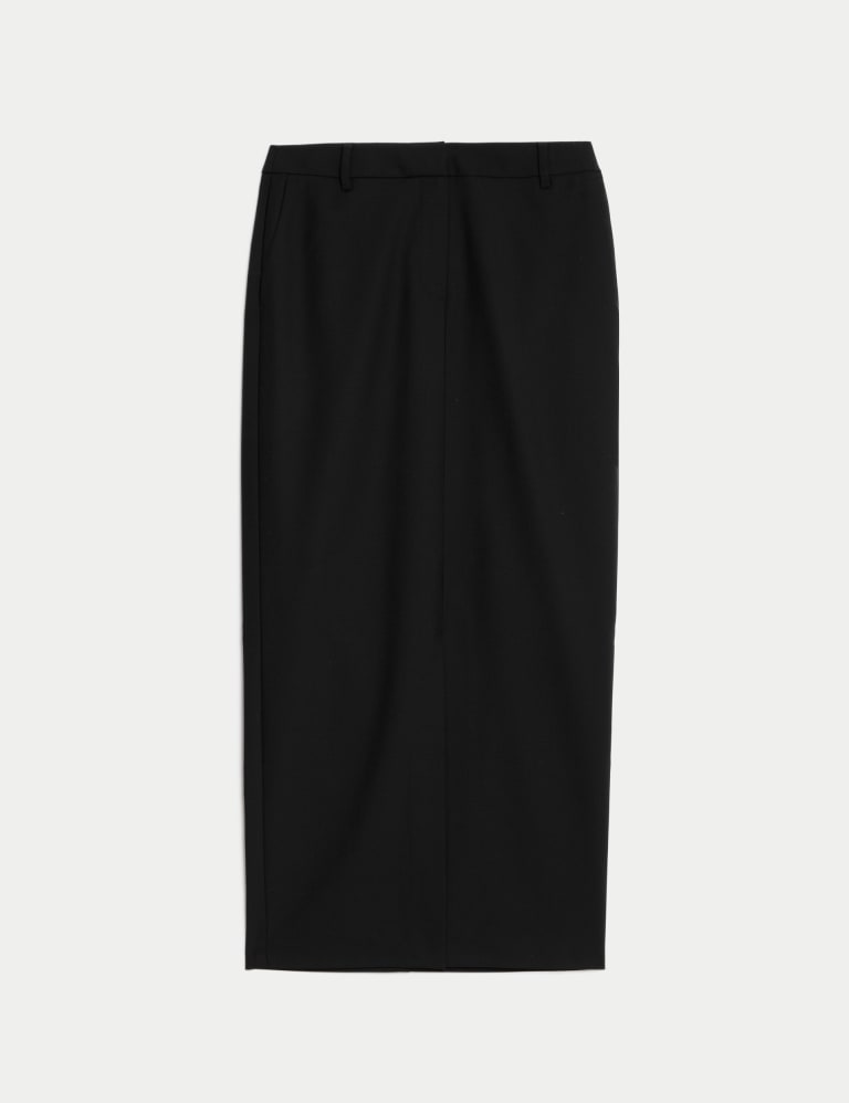 Long black wool 2025 pencil skirt