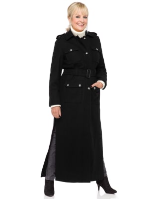 Long black military outlet coat womens