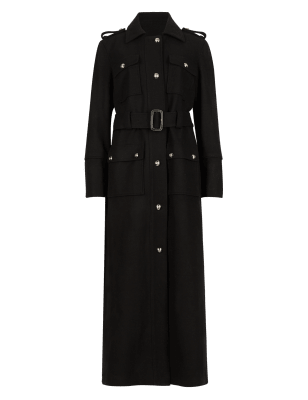 Marks and spencer black wool outlet coat