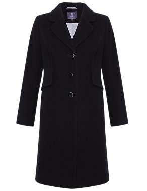 Wool Blend Notch Lapel Long Coat with Cashmere Image 2 of 9