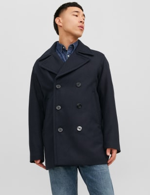 Mens navy hotsell pea coat wool