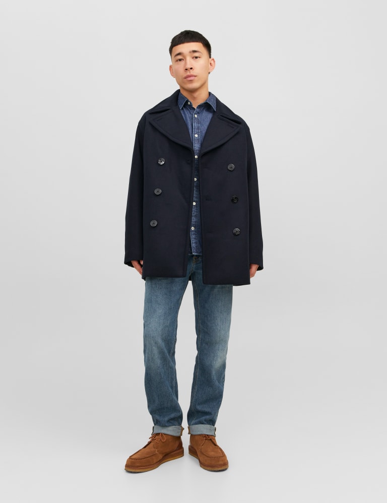 Wool Blend Peacoat JACK JONES M S