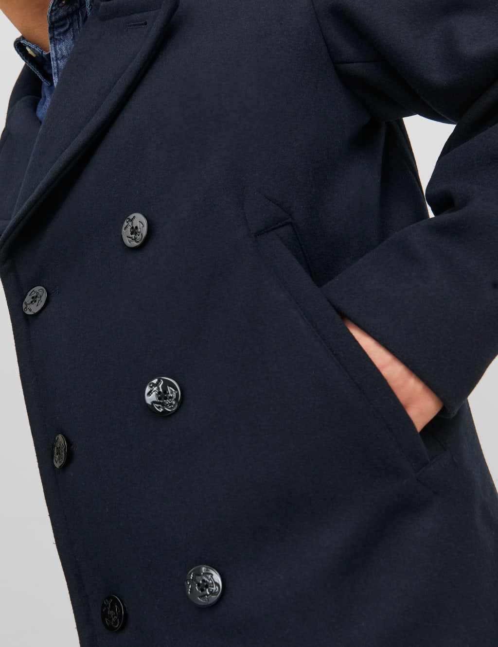 Mens wool blend pea coat top