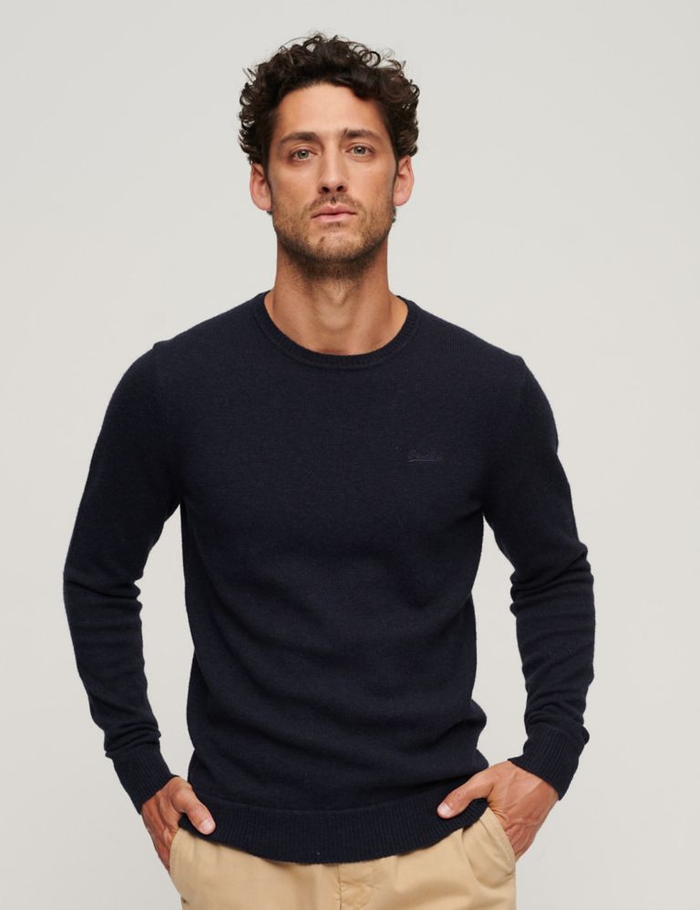 Wool Blend Ribbed Crew Neck Jumper 1 of 3