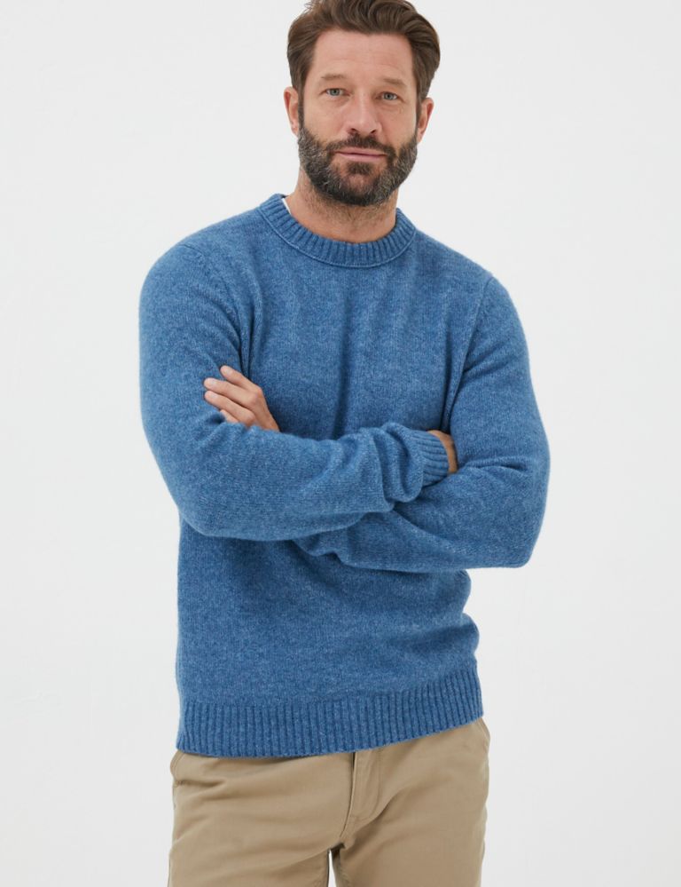 Wool Blend Ribbed Crew Neck Jumper 1 of 5