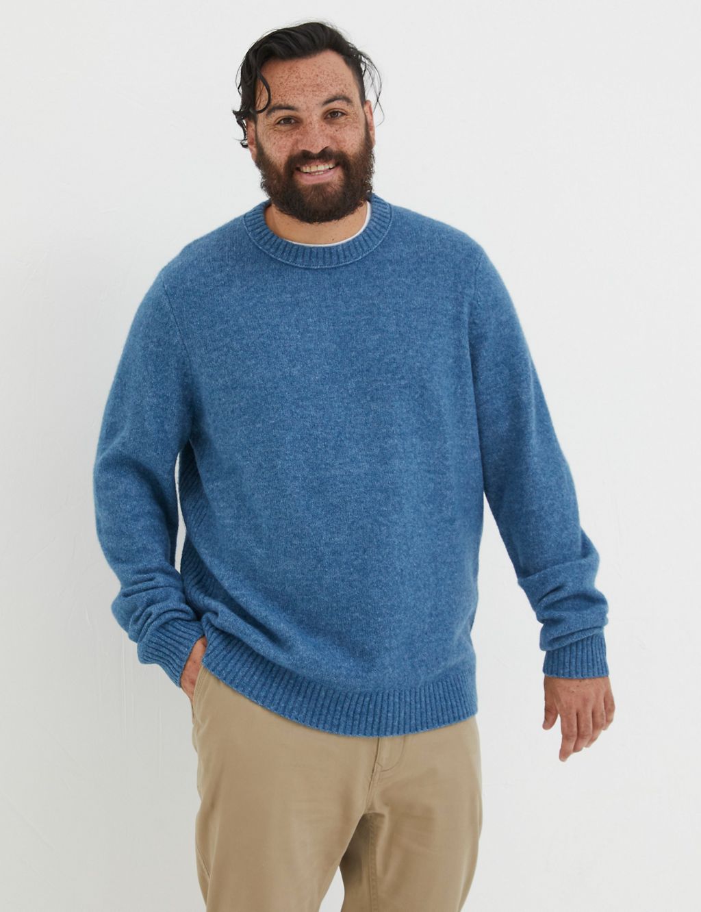 Wool Blend Ribbed Crew Neck Jumper 5 of 5