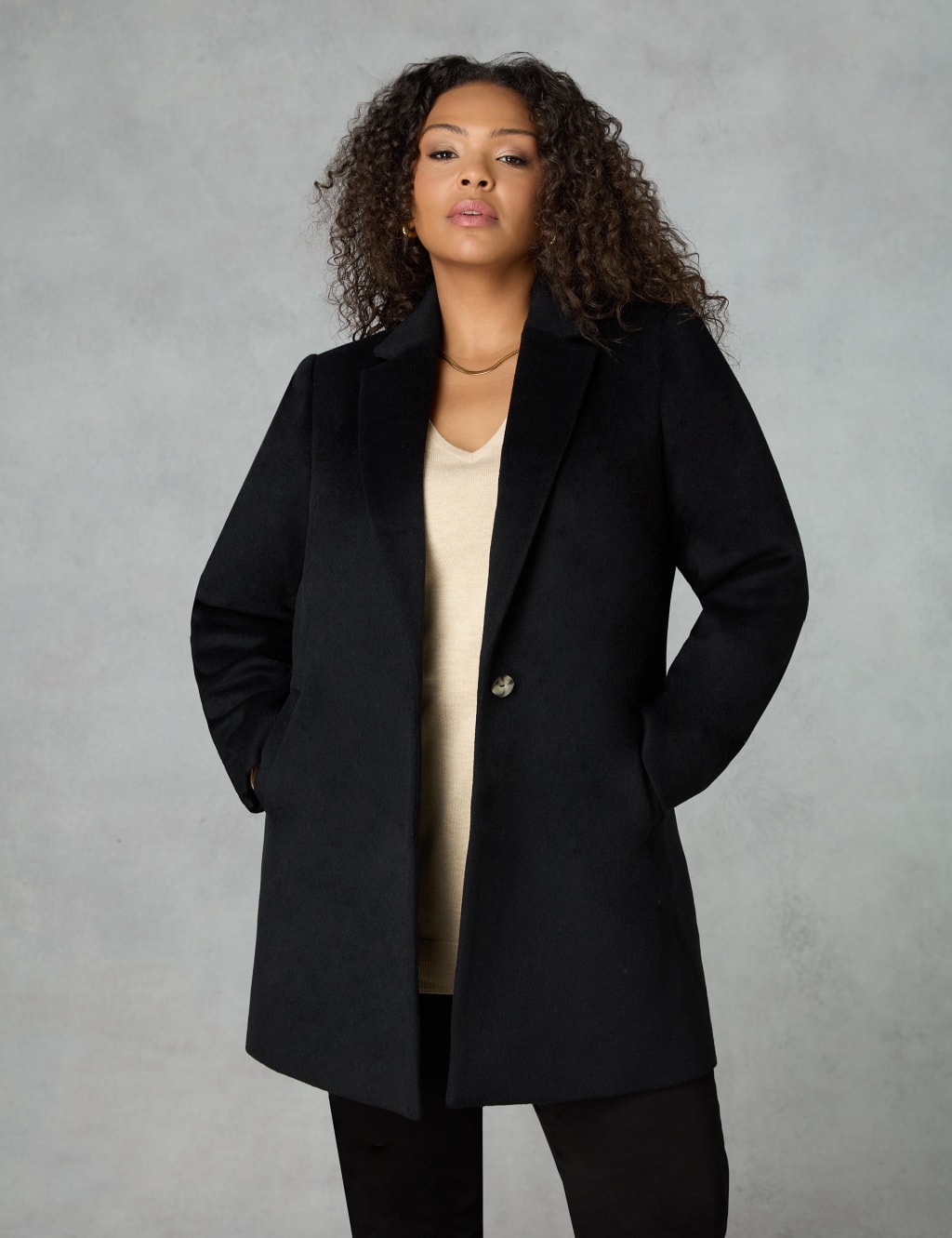 Smart black wool coat womens sales