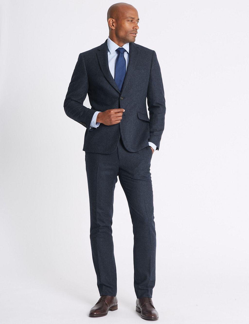 Wool Blend Slim Fit Trousers with Italian Fabric 4 of 5