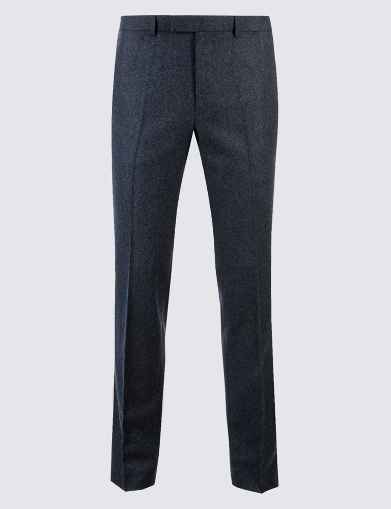 Wool Blend Slim Fit Trousers with Italian Fabric 2 of 5