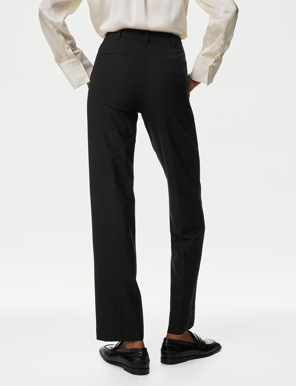 Wool Blend Straight Leg Trousers with Silk 6 of 6