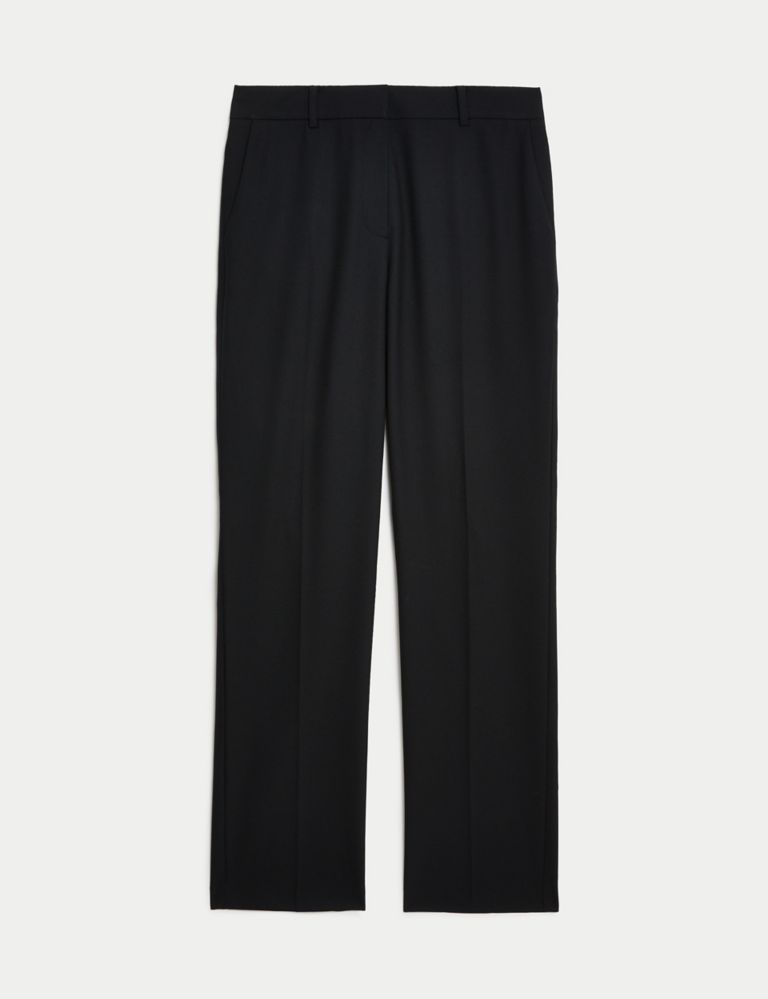 Wool Blend Straight Leg Trousers with Silk 3 of 6