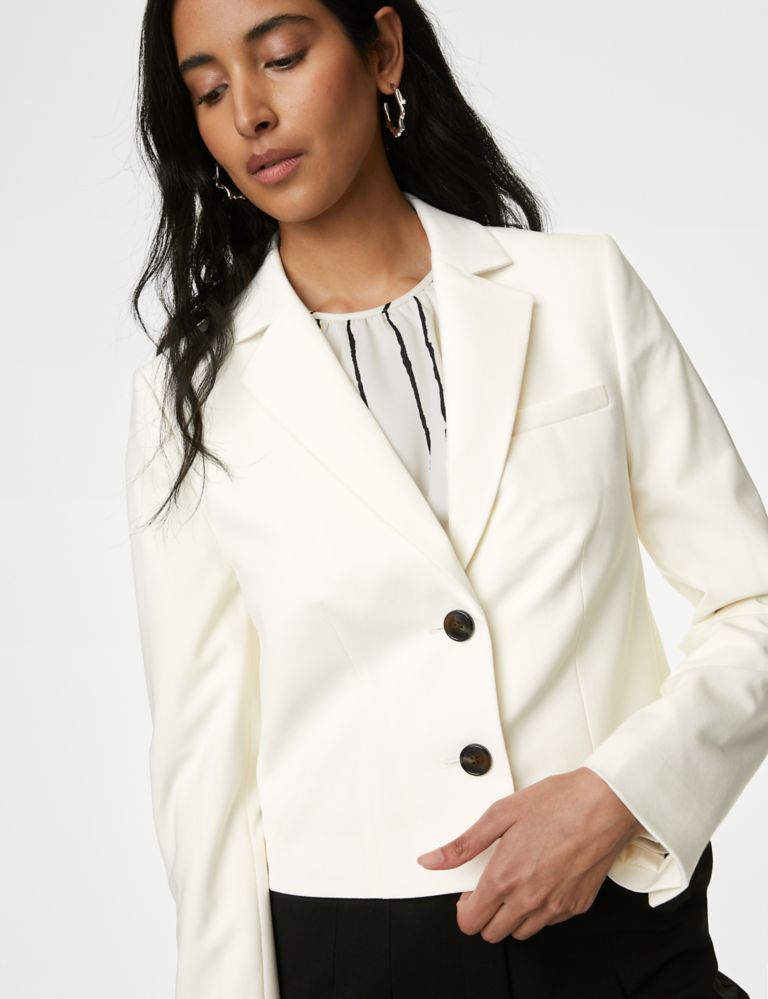 Wool Blend Tailored Cropped Blazer 4 of 6