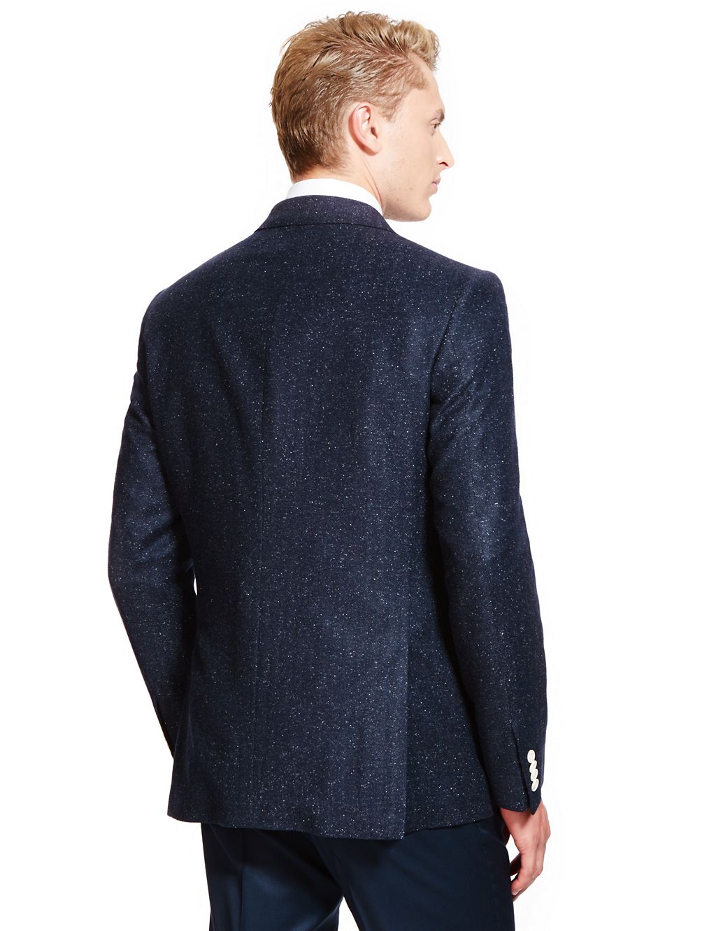 Wool Blend Tailored Fit 2 Button Fleck Blazer with Silk 2 of 8