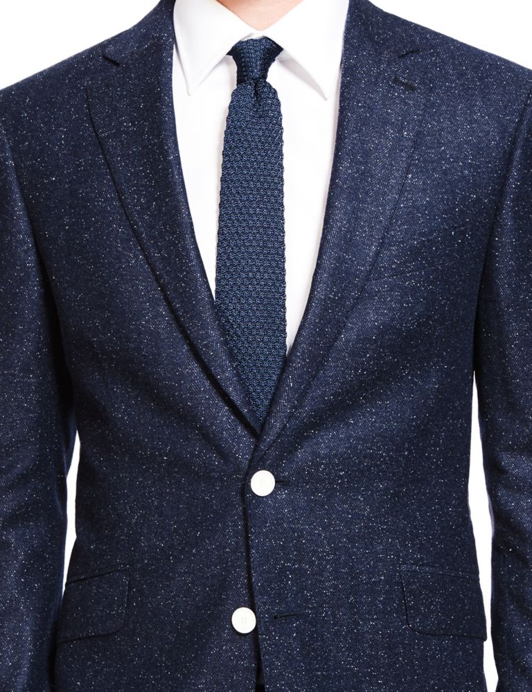 Wool Blend Tailored Fit 2 Button Fleck Blazer with Silk 4 of 8