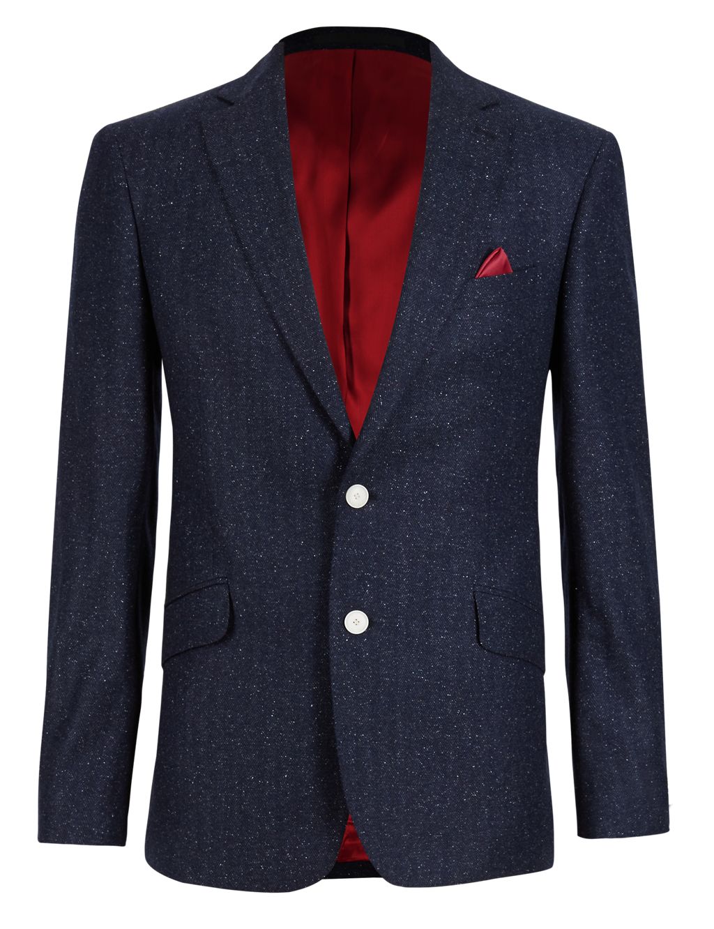 Wool Blend Tailored Fit 2 Button Fleck Blazer with Silk 1 of 8