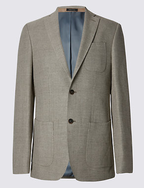 Wool Blend Tailored Fit 2 Button Jacket with Linen Image 2 of 8