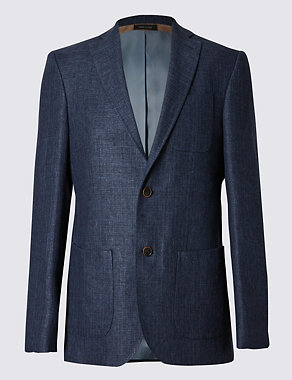 Wool Blend Tailored Fit 2 Button Jacket with Linen Image 2 of 8
