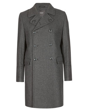 Wool Blend Tailored Fit Dogtooth Double Breasted Coat Image 2 of 6