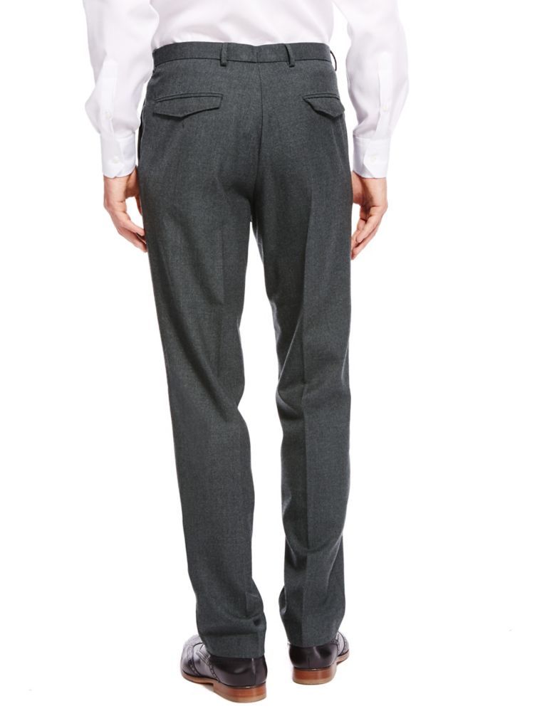 Wool Blend Tailored Fit Flat Front Trousers 3 of 3