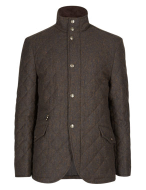 Wool Blend Tailored Fit Quilted Blazer Image 2 of 6