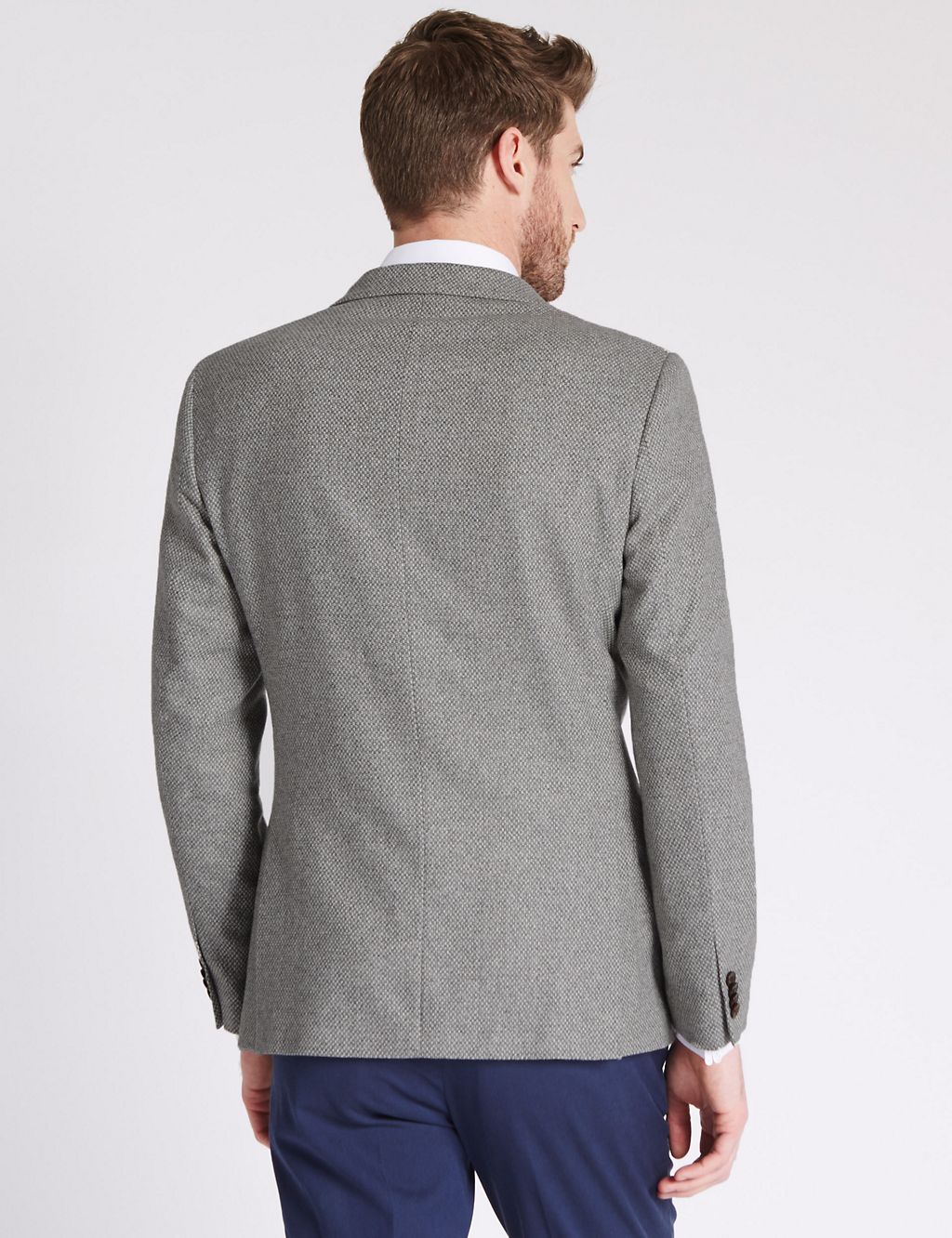 Wool Blend Tailored Fit Two Tone 2 Button Jacket 2 of 6