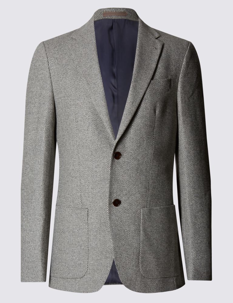 Wool Blend Tailored Fit Two Tone 2 Button Jacket 2 of 6