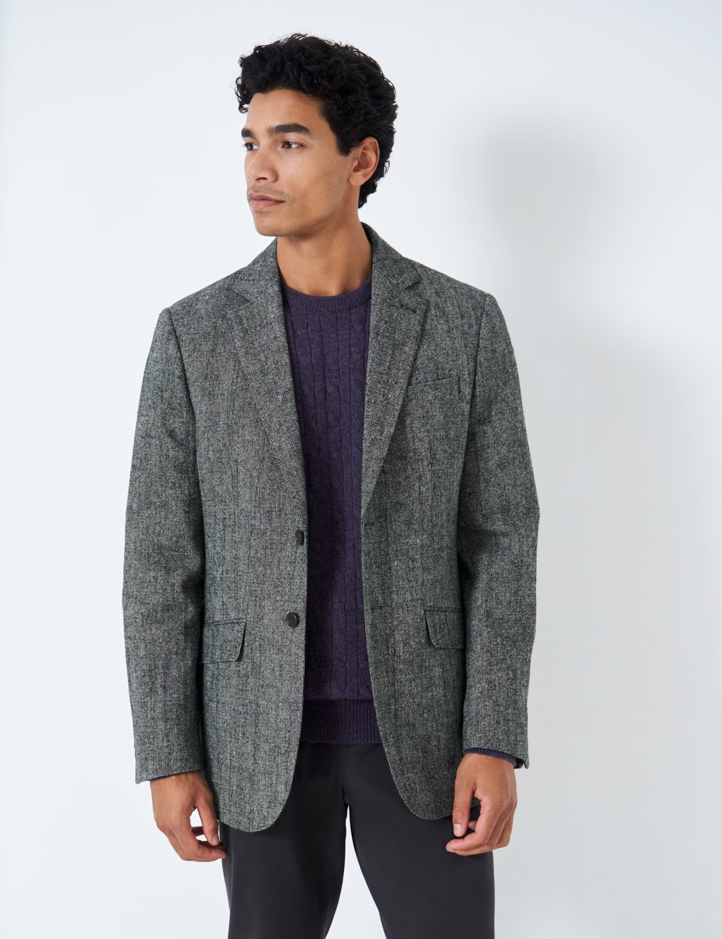 Wool Blend Textured Blazer