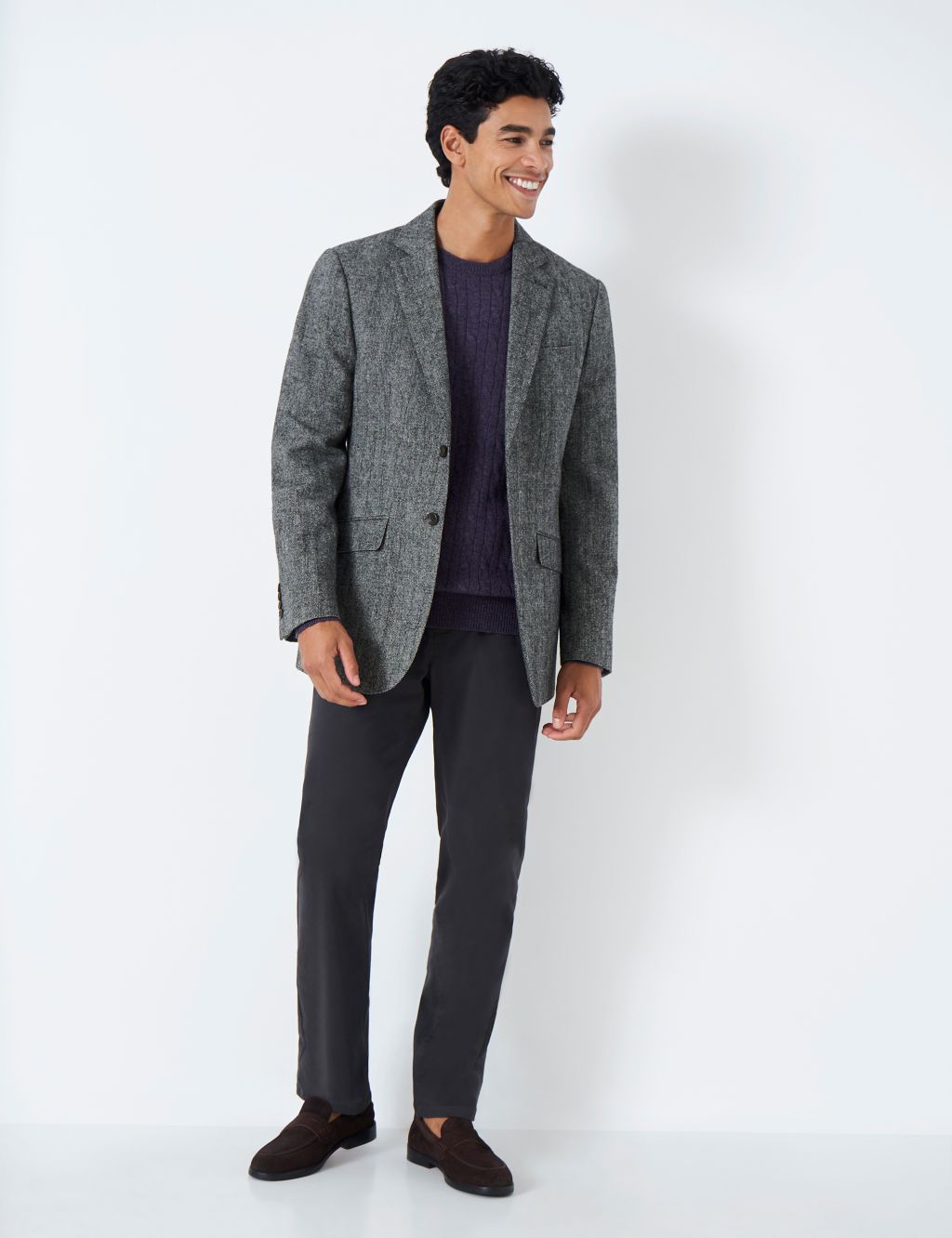 Wool Blend Textured Blazer | Crew Clothing | M&S